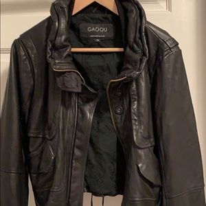 Black Leather Bomber Jacket
